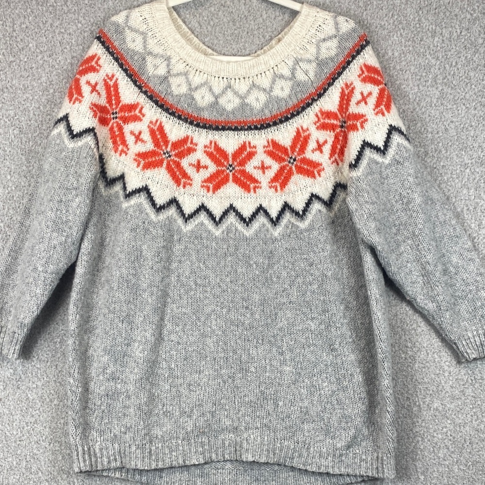 Aerie oversized fair isle sweater L alpaca wool blend cozy Nordic classic warm